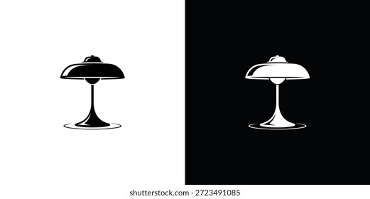 Schwarz-Weiß-Lampe mit rundem Schatten und dünner Basis