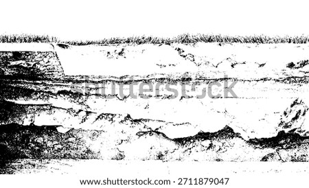 black and white land cross-section grunge texture, grass on top of layered rock, distressed earth strata overlay