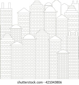 Black and white landscape modern city, vector illustration