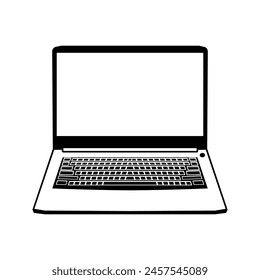 black and white laptop illustration