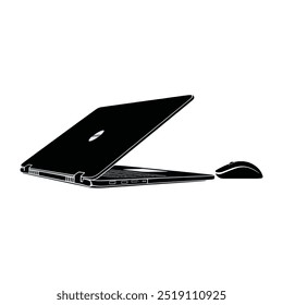  Notebook preto e branco com mouse