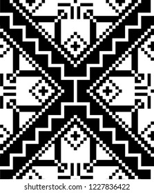 Black and white large scale vector seamless pattern geometric ornament
