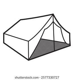 black and white large triangular tent image facing right