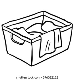 black and white laundry basket cartoon
