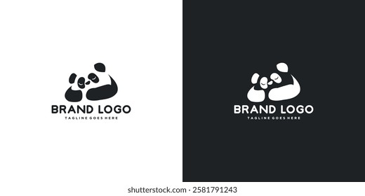 Black and white lazy panda logo