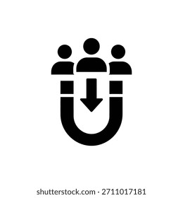Icono blanco y negro de la generación del plomo que simboliza la atracción del Cliente y la comercialización