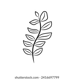 Black and white leaf drawing. Suitable for nature themed designs, botanical illustrations, educational materials, and organic product packaging.