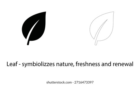 Icono de hojas en blanco y negro que simboliza la naturaleza, la frescura y la Renovación