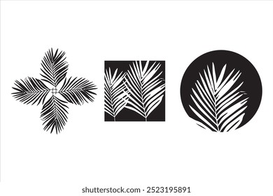Black and white leaf ornament vector image for decoration resource
