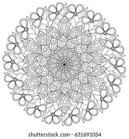 Black and white leaf pattern for coloring book in doodle style. Vector elements for design. Good for art therapy, zentangle-style meditation and design of wrapping and textile.