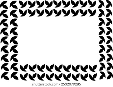 A black and white leaf pattern vector silhouette is used for illustration. 