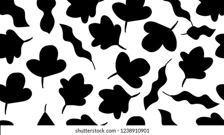 Black and White leaf seamless pattern on white background. Natural leaf background seamless pattern vector eps 10