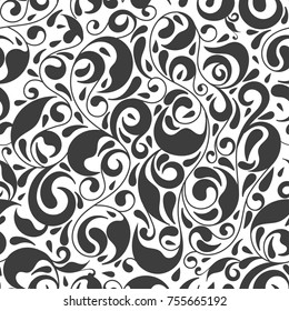 Seamless Black Background White Pattern Baroque Stock Vector (Royalty ...