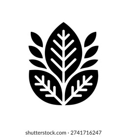 Black and white leaf with three leaves and smaller leaves