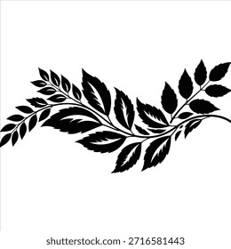 Vector de vid frondoso blanco y negro. Diseño gráfico de rama de planta decorativa. Silueta de follaje orgánico para fondos inspirados en la naturaleza y Elementos de diseño elegantes.