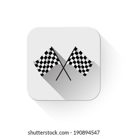 Black and white leather flags football (soccer) or racing flags With long shadow over app button