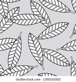 Black and white leaves. Abstract vector illustration. Seamless pattern for design or print.