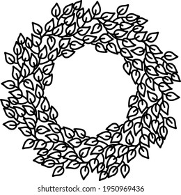 Patrón de hojas blancas y negras. Marco de flor de estilo ecológico. Ilustración vectorial con copyspace.