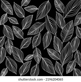 
patrón de hojas blancas negras moderno, tela, papel pintado, impresión, decoración doméstica, paquete, banner, web, producto.