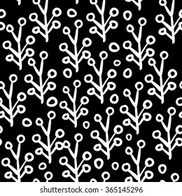 Black and white leaves pattern. Seamless pattern.