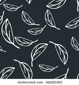 Black and white leaves pattern. Seamless pattern.