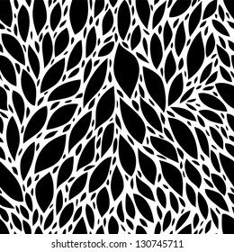 Black and white leaves seamless pattern, vector