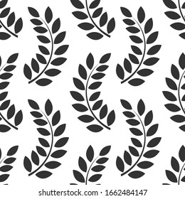 Black and white leaves seamless pattern. Vector illustration.