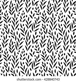 Black and white leaves seamless pattern, vector