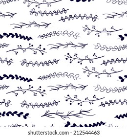 Black and white leaves seamless vector pattern