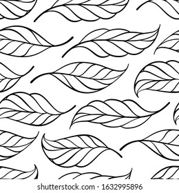 Black and white leaves vector seamless pattern