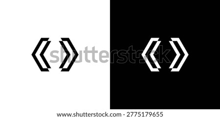 Black and white of left and right angle quotation marks angle quotes chevrons