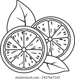 black and white lemon drawing without background