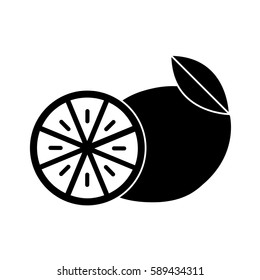 Black or white lemon icon. Black slice lemon.