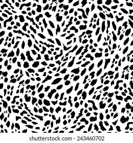 Black and white leopard fur seamless vector print