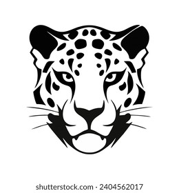 Black and white leopard head simple elegant vector