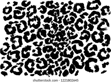 Black and white leopard pattern. Animal skin grunge texture. Vector illustration.