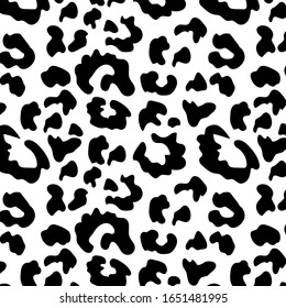 Black and white leopard pattern. Vector illustration. 