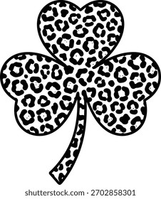 Black and White Leopard Print Shamrock