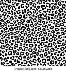 Black and white leopard seamless pattern with irregular spots. Vector