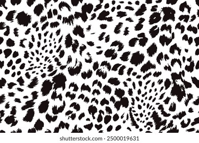 Black and White Leopard Spots, Seamless Animal Print Pattern