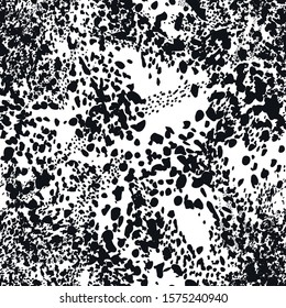 Black and White Leopard Vector Seamless Pattern. Animal Abstract Texture. Watercolor Camouflage Design. Spot Tile.  Leopard Skin Print. Animal Camouflage Background. African Rapport Pattern.