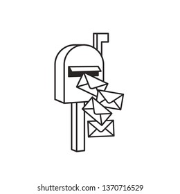 black and white letter box isolated on white vector illustration