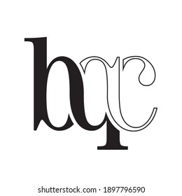 black and white letter bqc vector icon isolated on white