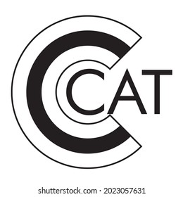 black and white letter c a t vector icon