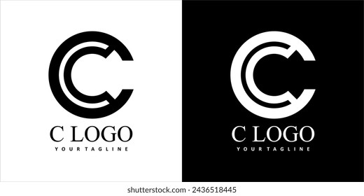 BLACK AND WHITE LETTER C VECTOR LOGO