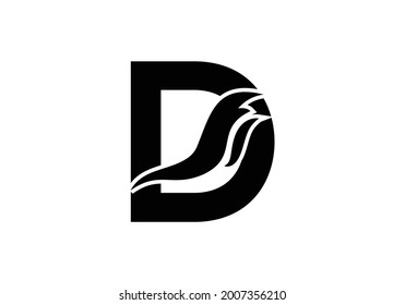 black and white Letter D logo with fire flame shape, emblem, design concept, creative symbol, icon business or corporate Vector Illustration logo Design template.