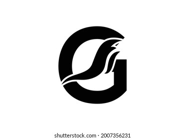 schwarz-weißes Letter G Logo mit Brandflamme, Emblem, Design-Konzept, kreatives Symbol, Icon Business oder Corporate Vector Illustration Logo Design Vorlage.