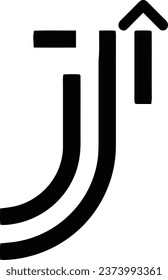 Schwarz-weißes Buchstaben "J"-Logo mit einem Aufwärtspfeil, perfekt, um jedem Design-Projekt einen modernen, minimalistischen Touch zu verleihen. Geeignet für Webseiten, Präsentationen und Grafiken in sozialen Medien.