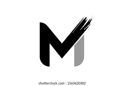 black and white letter M grunge alphabet logo design icon for company. Suitable as a logotype