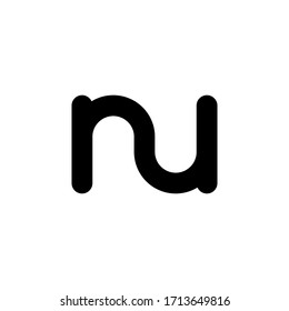 Icono inicial del logotipo NU de letra en blanco y negro. Elementos modernos de plantilla de diseño de tipografía.